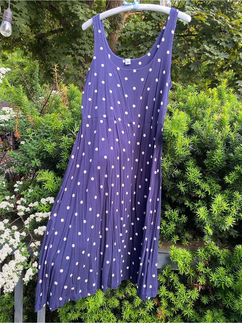Old Navy - Navy Blue Polka Dot Scoop Neck Midi Dress